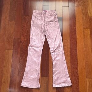 Stylish Pink Leather Women's Pants